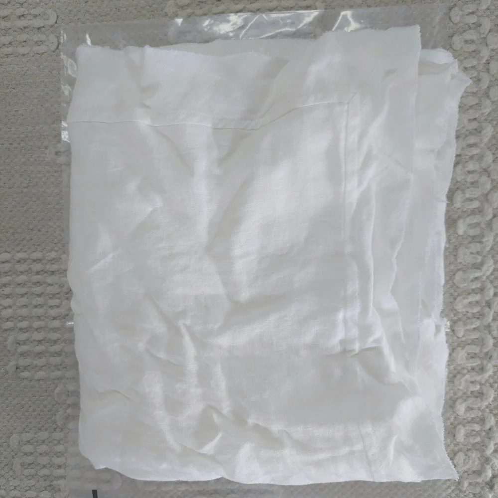 Quince Linen White Flange Standard Shams! Set Of 2 (N34) - Picture 5 of 11